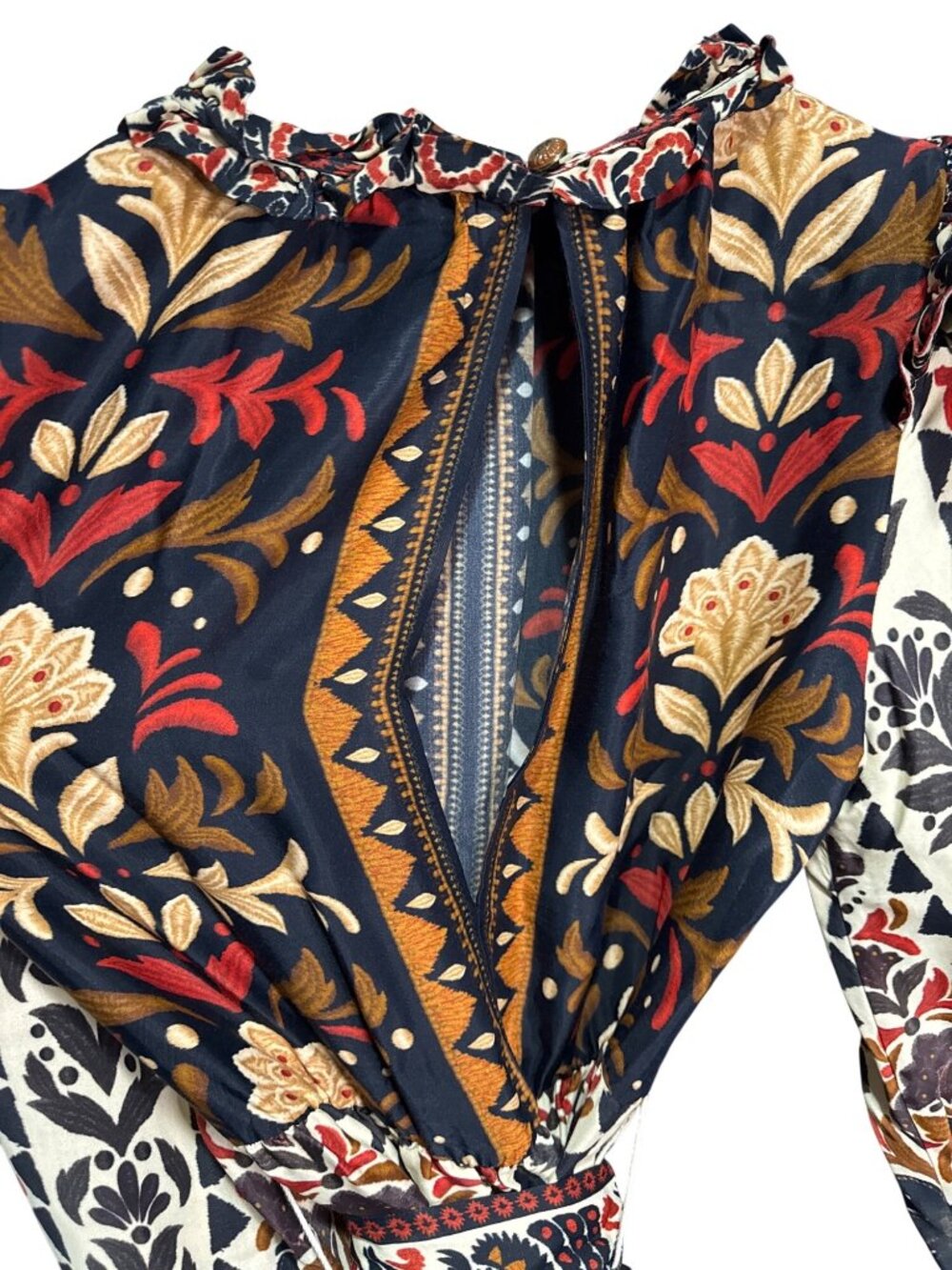 NWT Farm Rio Tapestry Garden High Neck Long Sleeve Dress Medium MSRP $399 - Picture 10 of 13